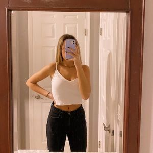 White Ribbed Crop Top